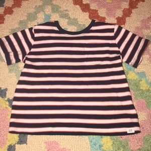 Navy white & red striped tee